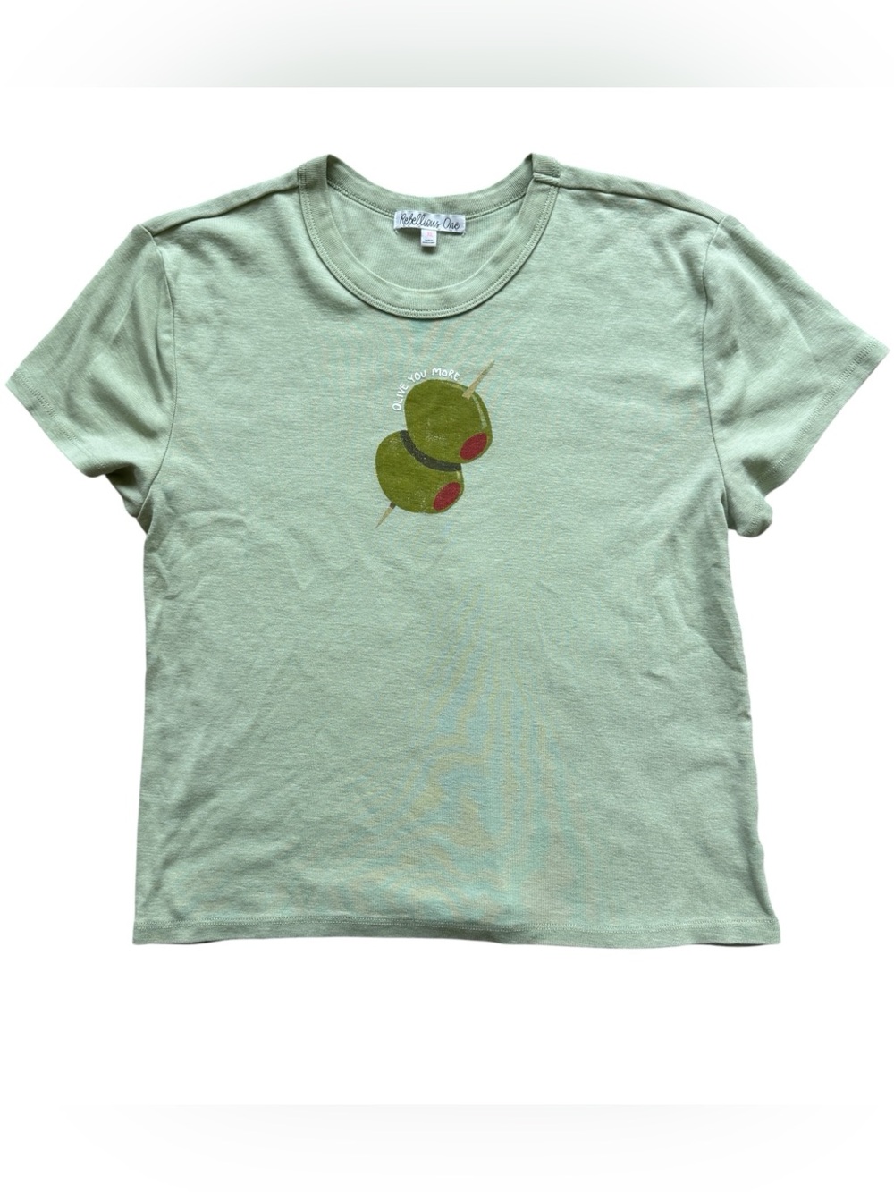 Rebellious One Olive You More Martini Graphic Tee Sage Green Cocktail XL Y2K